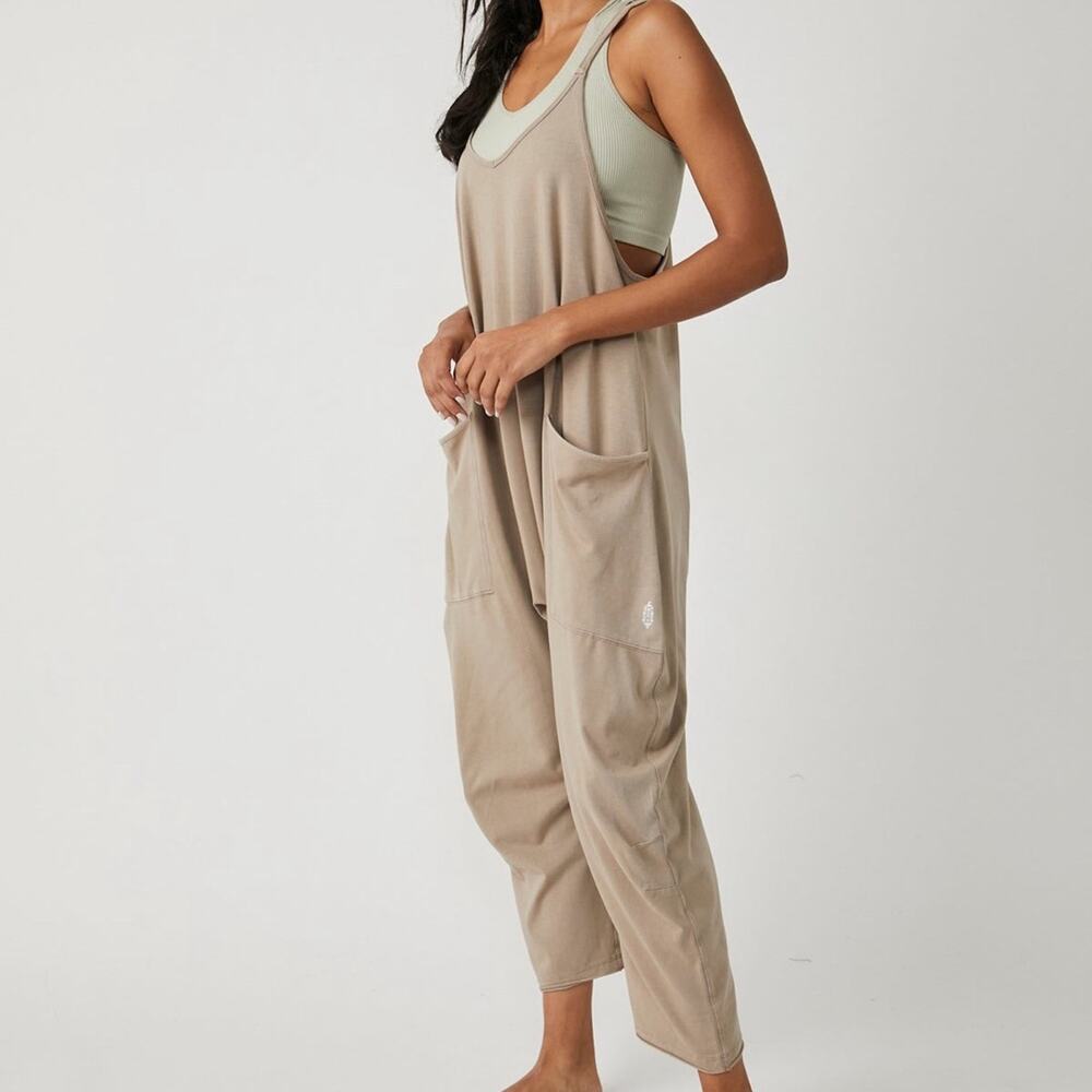 FREE PEOPLE Hot Shot Romper in Mocha Latte Cream Brown XS